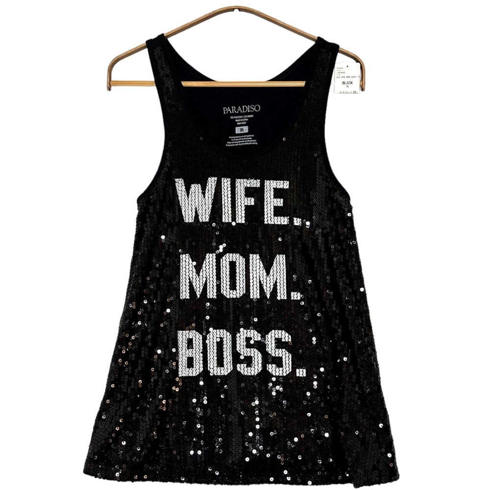 Black Sequin Tank Top